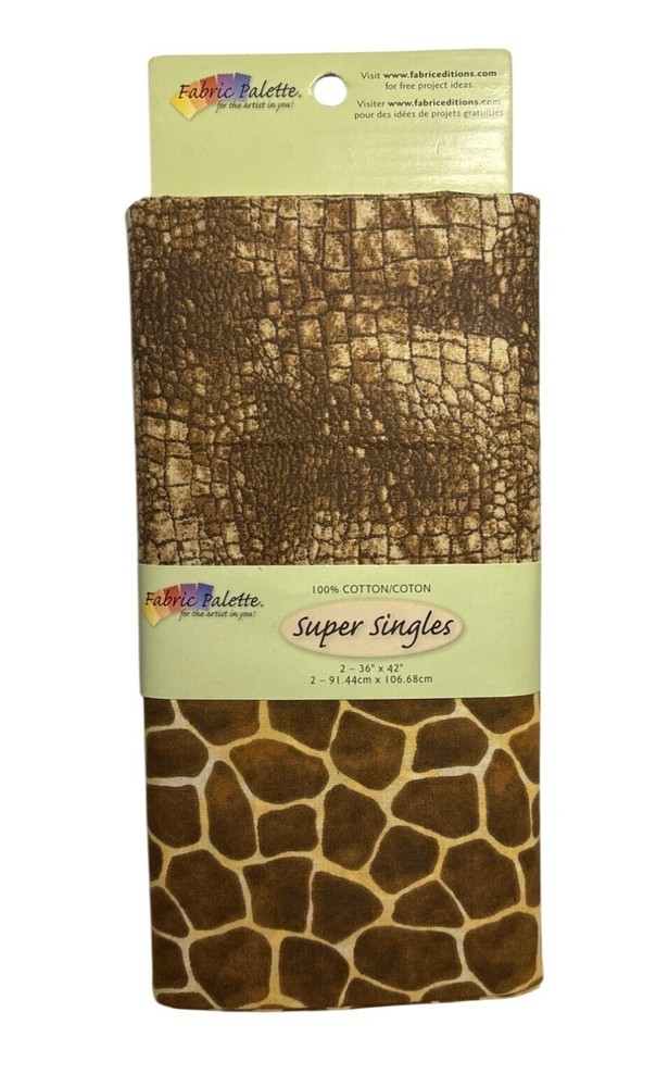 Brown Giraffe & Reptile Fabric Palette Super Singles 100% Cotton 1 Yard Each