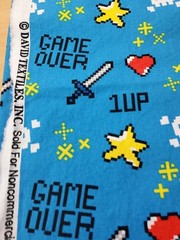 Fabric David Textiles Video Game Over Blue 1 Up Skull Minecraft 1ydx44″ Cotton
