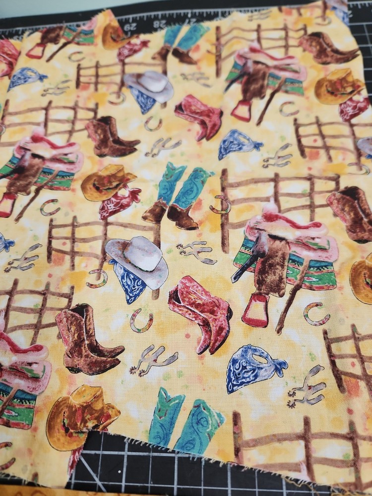 Quilting Kit Unfinished Project 100% Cotton Boots Western Ombre Hats Cowgirl Kid