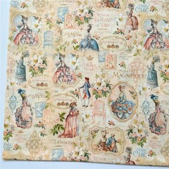 Vintage newspaper girl oil painting girl Cotton Fabric Sew Clothes Dress Fabric