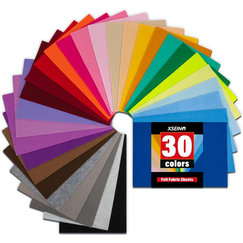 30PCS 8 x 12 1.4 mm Thick Soft Felt Sheets,30 Assorted Multicolour Series Sof…