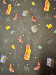 After School Adventures Bus Kite Cat 1 yard 100% Cotton Fabric Free Ship SBB3