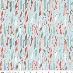 1/4 Yard 9”x42” Riley Blake “Ski Hill” Skis Powder Blue Quilt Cotton