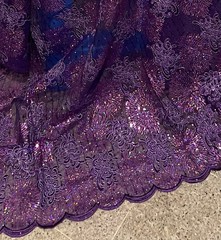1.5 Yard Purple Silver Sequins Embroidered Lace Fabric 50” Width