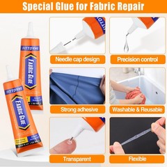 FITTDYHE Fabric Glue Permanent, 60 ML Washable Clear Clothing 60ML,