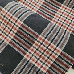 Futon Side Fabric Grid Pattern Black Red Brown 34cm W x 165cm L Cotton