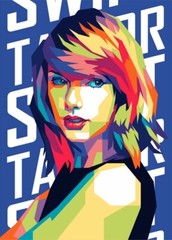 Handmade Pop Art Taylor Swift 8×10 Cotton Fabric Block – Quilting, Crafts