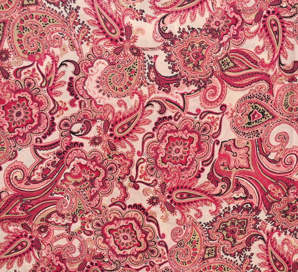Printmaker Fabric Soft Flowy Burgundy Red Green Paisley 2+ yds 44 in