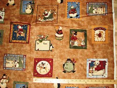 Dashing thru the Snow Santa Reindeer Snowman Christmas Fabric Label Tags 23″