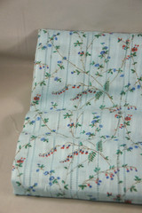 Blue Floral Flower Fabric 30″x30″ Material Scrap Remnant Red Green