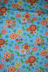 Vtg Seersucker Fabric Cotton Blend Retro Bright Floral Flowers 2 Yds 34″ x 44″