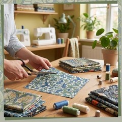 25 Pcs William Morris Flower Quilting Fabric Squares 10×10 Cotton Precut Kit