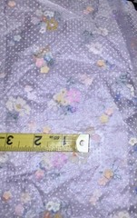 VTG Lavender Nylon Fuzzy Flocked Dotted Swiss & Florals 26″x9″ + Remnant