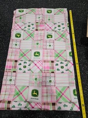 Lot of 4.25 Yards John Deere Madras Plaid Pink Cotton Fabric