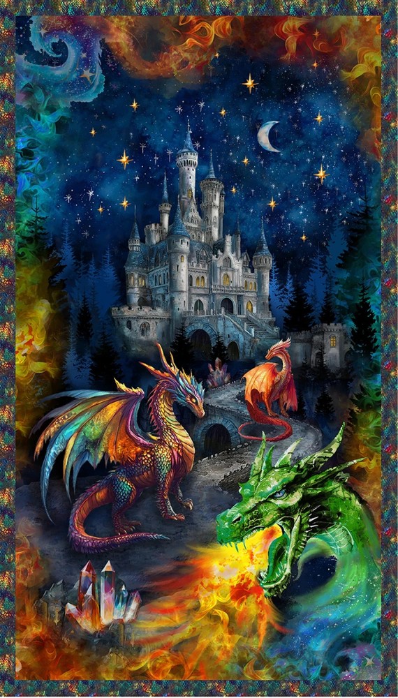 Dragon Kingdom, Midnight A Dragon’s Castle Panel 24in x 42in