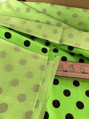 Vtg 1980s 90s Neon Green Black Polka Dot Fabric Medium Size Dot Cotton Quilt 2Y