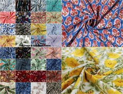 Indian Cotton Fabric Block Printed Dressmaking Sewing Material Supply By The Yd