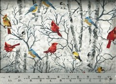 Realistic Bluebirds Cardinals Gold Finches Birds ~ 100% Cotton Quilt Fabric BTY