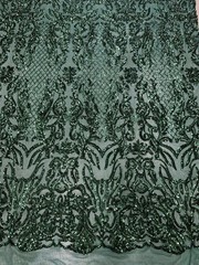 Phoebe HUNTER GREEN Sequins on Mesh Lace Fabric by the Yard – 10062