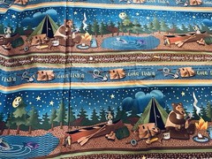 Goin’ Fishing Cotton Fabric Bear Camping 3 1/3 Yards By Possibilities For Avlyn
