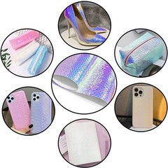 30X135Cm Holographic Crocodile Skin Vinyl, Iridescent White Alligator Faux Leath