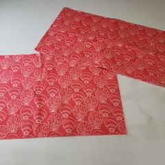 Seashell Fabric Remnants 2pc Coral Cream Coastal Nautical Cotton Quilting Craft