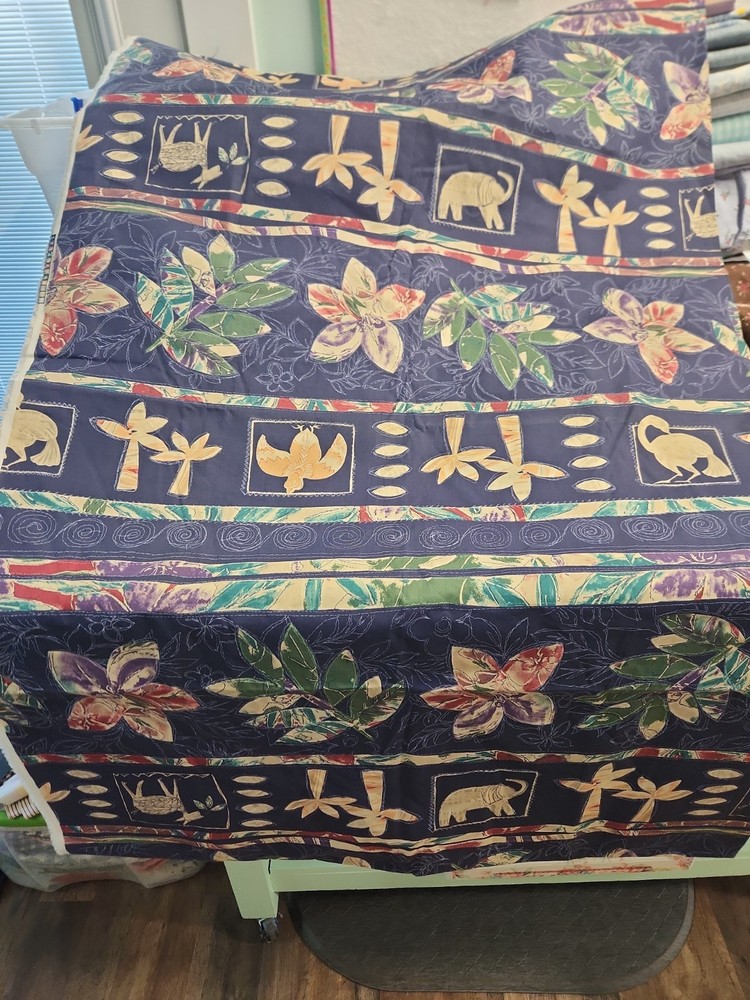 Vintage Unique Heavy Cotton 60 Wide Hawaiian Print Clothes Quilting