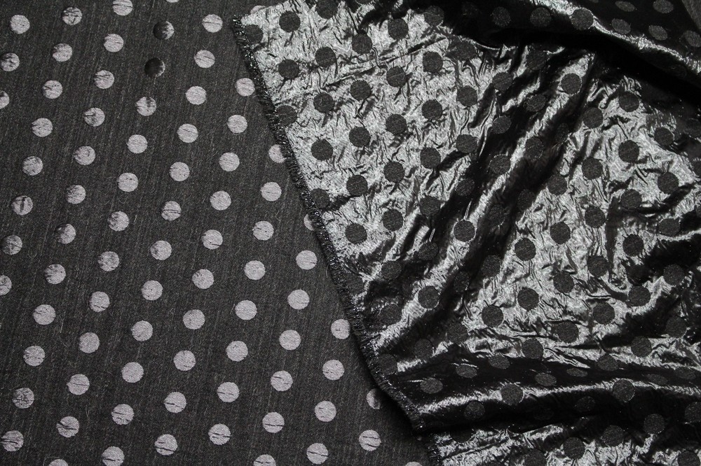 Black Woolen Reversible Dots Fabric from Italy! Gorgeous and Fun!!
