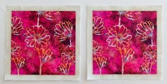 Multicolor Flower on Pink Brown Bkg – 2 pieces Picture 4 1/4″ x 4 1/4″