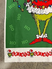 RK Grinch Merry Christmas Tree with lights 100% cotton fabric panel approx 24×44