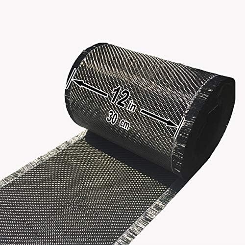 Tela De Fibra De Carbono-2X2 Tejido De Sarga 3KILO 220G 5 Ft X 12” Paquete De 1