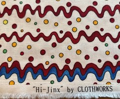 Clothworks “Hi-Jinx” Cotton Fabric Wavy Lines Dots 44” x 57”