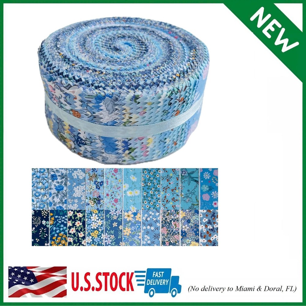 Jelly Roll Fabric – 20 Assorted Floral Prints, 100% Cotton Quilting Fabric, 40