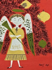 Michael Miller Fabric Panel Chinese Christmas Angel Tree Art Signed MCM Quilt