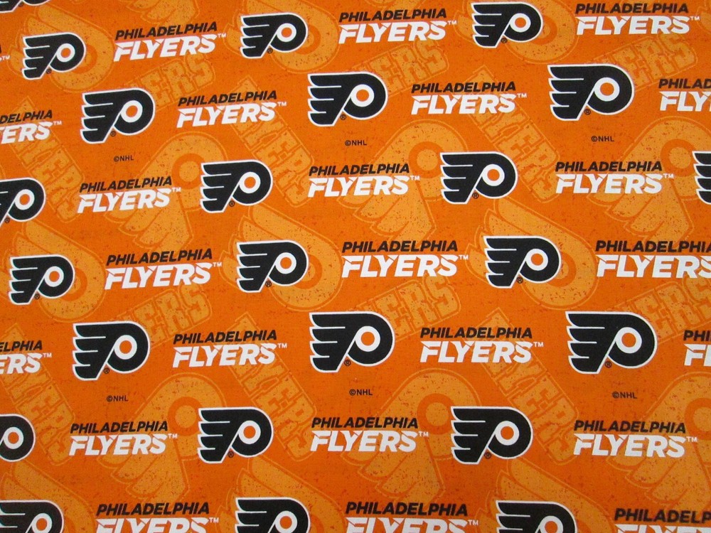 PHILADELPHIA FLYERS HOCKEY FABRIC 1 YARD BRAND NEW DESIGN 100% COTTON
