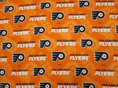 PHILADELPHIA FLYERS HOCKEY FABRIC 1 YARD BRAND NEW DESIGN 100% COTTON