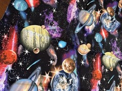 Solar System cotton fabric Elizabeth Studios black space stars planets