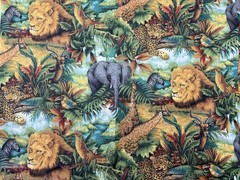 African Safari Animal Giraffe Tiger Lion Zebra Spring Industries 44 x 4.25 Yards