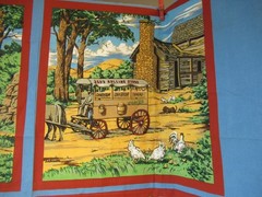 LINCOLN TEX. Country 4 Pillow Quilt Panels ROLLING STORE AIRPLANES RIDES NEW