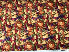 1 1/2 Yards REBECCA CARTER MMFab FALL HARVEST FABRIC Cotton Autumn FRUIT Pumpkin