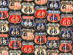 REMNANT: “Route 66″ road signs fabric scrap 10″ X 10” (scrap)