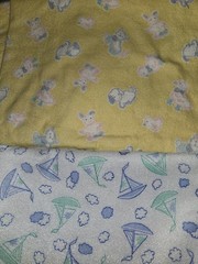 Lot Of 2 Pieces Of Kids Themed Flannel Fabric Baby Animals 1.5 Yrd & Boats 1 Yrd