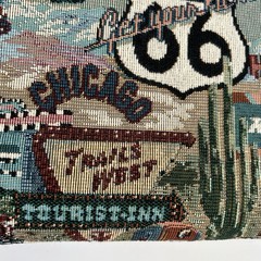 Vintage Classic Route 66 Tapestry Fabric Woven Pattern Upholstery Diners Motels