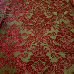 Magenta on Black Velveteen Devore Burnout w/ Victorian Flourish Pattern