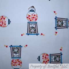 BonEful FABRIC FQ Cotton Quilt Black White B&W Little Stripe Tiny 3 Stooges Jail