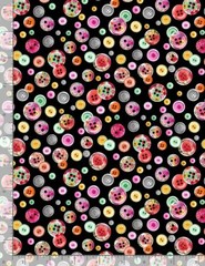 Button Fabric BTY, Sew Floral Buttons, C8936 Black, Cotton, TheFabricEdge