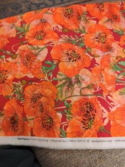 Robin Pickens’ Superbloom’s Orange Poppy On Red Cotton Fabric-52″ In Length