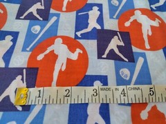 Baseball Silhouette Cotton Fabric 1.25 Yards 47×45 Springs Industries