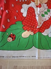 Vintage 1981 Strawberry Shortcake Quilt Fabric Panel Large Springs Mills 5721