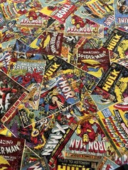 Marvel Comic Books Cotton Quilt Weight Fabric 25×35″ Iron Man Hulk Spiderman